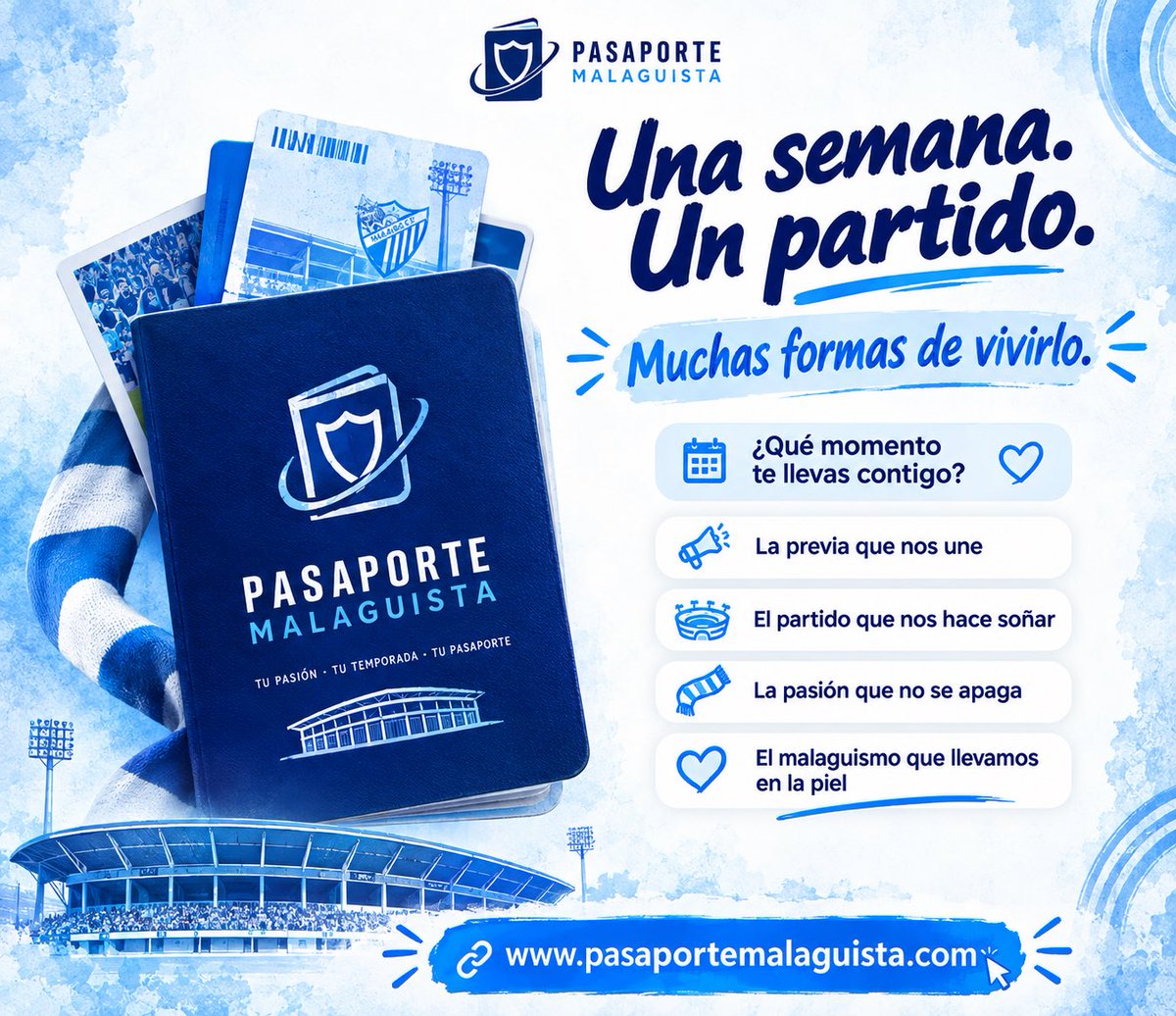 pasaporteMLG's tweet photo. La historia la escribes tú

¿Y si el Málaga no solo se vive… se colecciona? 🩵⚽

Cada partido, cada recuerdo, cada jugador que te marcó. Todo puede formar parte de TU historia como malaguista.

🎫 Tu pasión. Tu temporada. Tu Pasaporte.

👉 https://t.co/xrWYkIXHn7 https://t.co/0WnTXysF7t