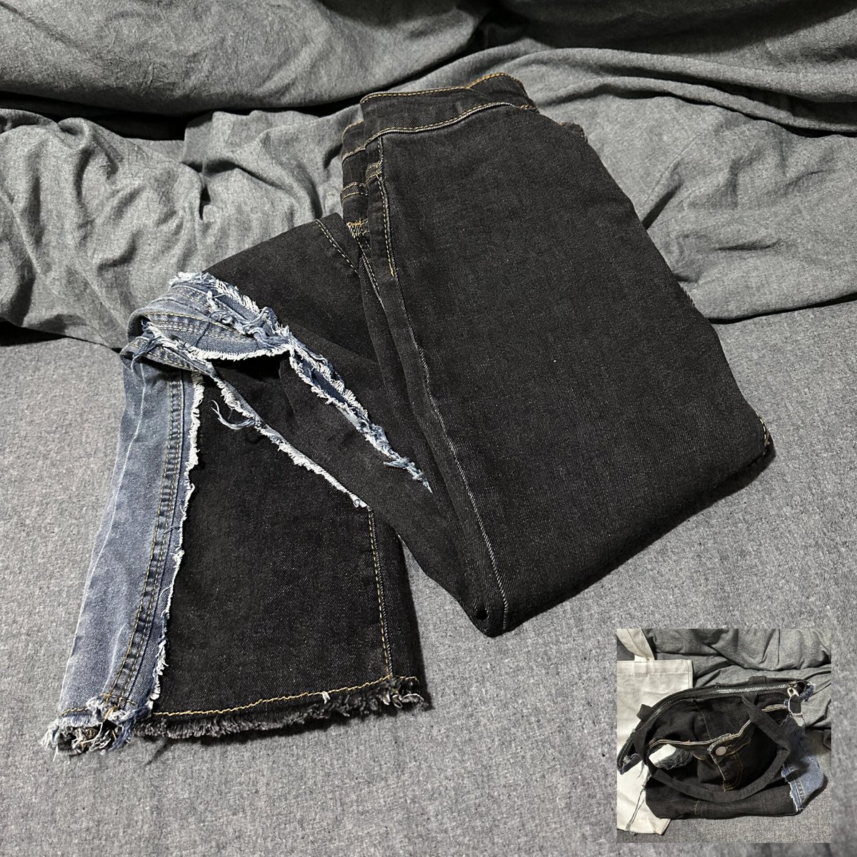 aislb047409's tweet photo. Turning old denim jeans into a portable phone pocket—no sewing needed! Upcycling is the best tiny win. https://t.co/lqlIL09Syf