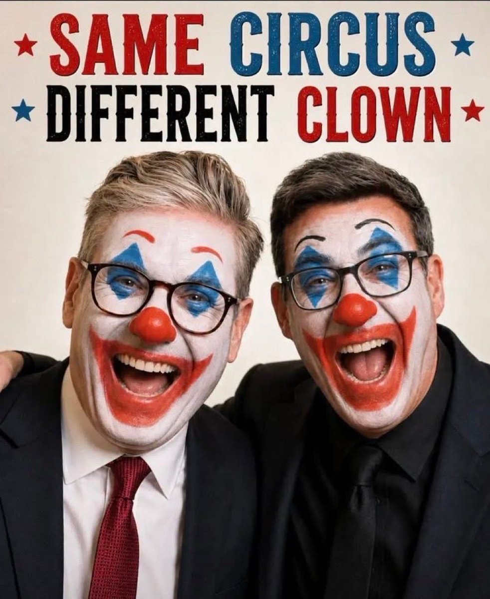 MorLachie's tweet photo. @TheScotsman Not my circus 🎪 
Not my clown 🤡 

#LabourLieToUs 
#LabourFailedUs 
#LabourAreDeadToUs 
#LabourSham
#LabourLies
#NeverTrustLabour
#LabourPropaganda
#LabourGaslighting

Scotland can do Better!  
#YesScots
#ScottishIndependence26 https://t.co/MOMJaRlJgB