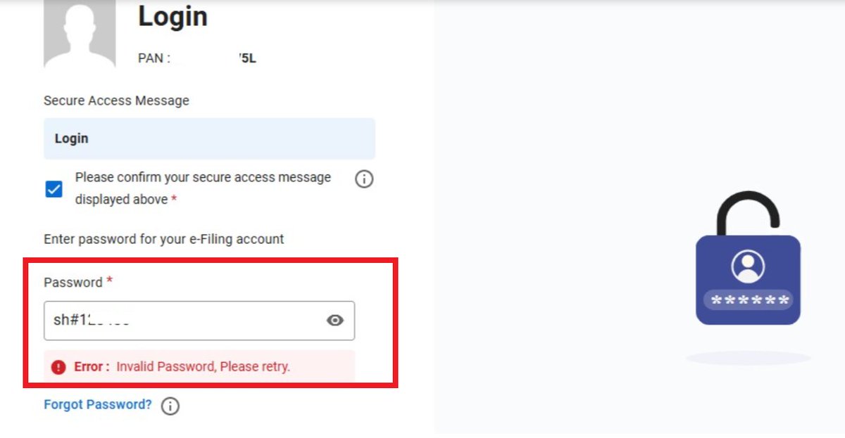 AbhasHalakhandi's tweet photo. Facing repeated login issues on the Income Tax Portal!

Even after entering correct password, portal shows “Invalid Password.” Surprisingly, using same password 2–3 times,sometimes allows login.

Request @IncomeTaxIndia to kindly resolve this technical issue urgently & ensure stability espaecially near the due date