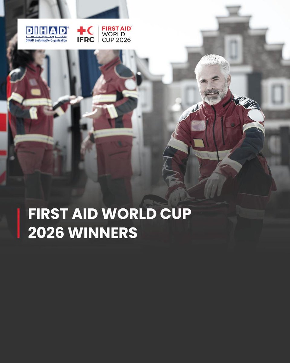 dihad's tweet photo. The First Aid World Cup 2026 Awarding Ceremony recognised the outstanding teams and individuals whose dedication, expertise, and performance exemplify the importance of first aid and resuscitation in strengthening lifesaving preparedness.
 
The ceremony honoured the achievements of participants throughout the competition and acknowledged their commitment to advancing first aid skills, innovation, and emergency response, contributing to safer and more resilient communities worldwide.