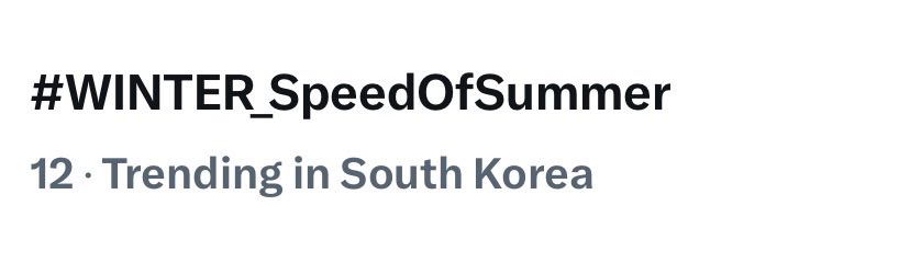 TEAMWINTERTREND's tweet photo. 📈Twitter(X) Trending   

South Korea  🇰🇷 

#1 #윈터_여름의속도
#12 #WINTER_SpeedOfSummer https://t.co/j1fF7P0b6L