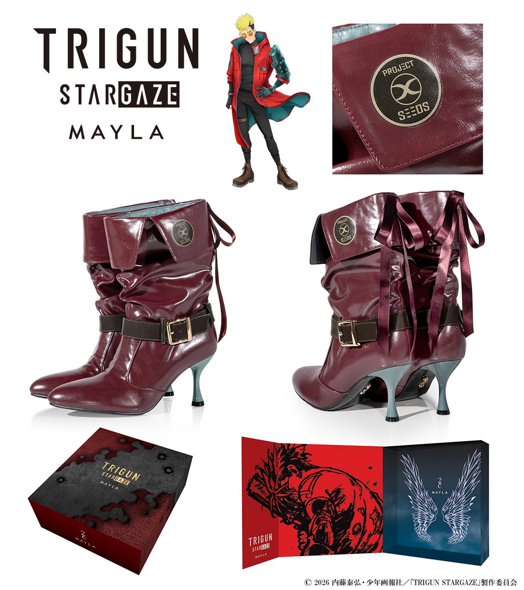 TOHOanimation's tweet photo. 【#TRIGUN】
╭━━━━━━━━━━━━━╮
#MAYLA×#TRIGUN STARGAZE
　　　　　販売開始
╰━━━━━━━━━━━━━╯

ヴァッシュ・ザ・スタンピードをイメージしたファッション性高いブーツ✨️
商品は特別なBOXでお届け！

🔸商品ページはこちら
https://t.co/YxBHHskVQk
#TOHOanimation_goods
#MAYLA