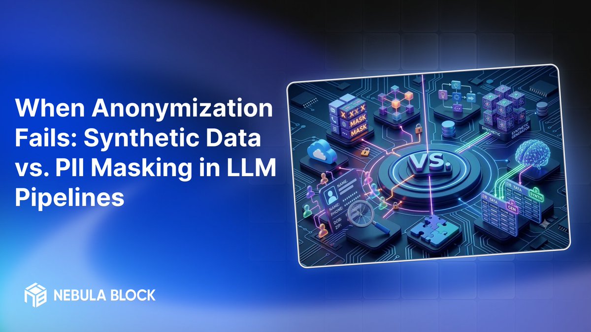 nebulablockdata's tweet photo. PII masking isn't as safe as you think. Synthetic data vs. masking in LLM pipelines, compared. 
👇👇
🔗https://t.co/jGHCuLb8E7 https://t.co/yTazBteO6I
