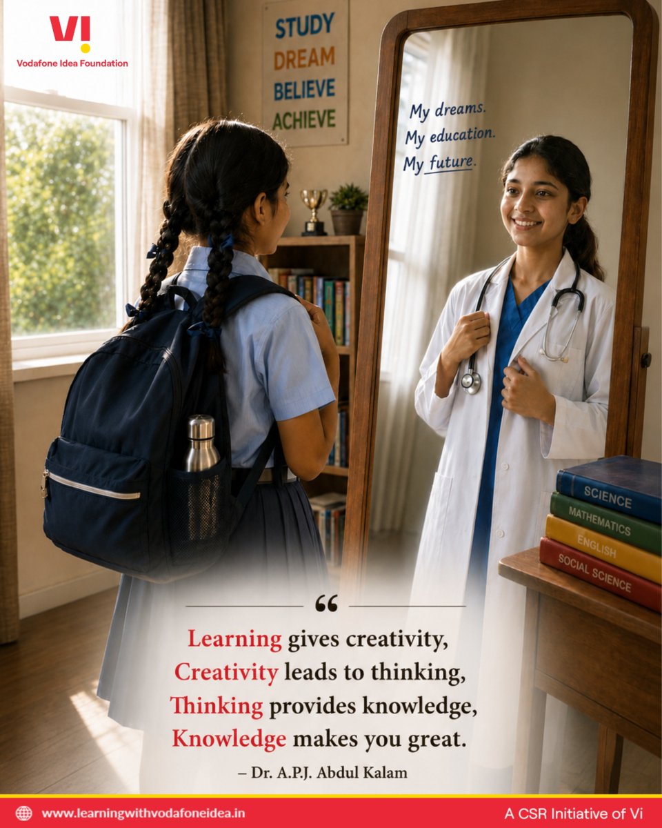 LearningwithVF's tweet photo. Every dream begins with learning. 🌟

Learning inspires creativity, builds knowledge, and empowers young minds to shape a brighter future.

https://t.co/D8TM4klt2o

#LearningWithVodafoneIdea #Scholarships #EducationForAll #StudentDreams #DreamBig #EducationMatters https://t.co/Tv1Qn4gdIl