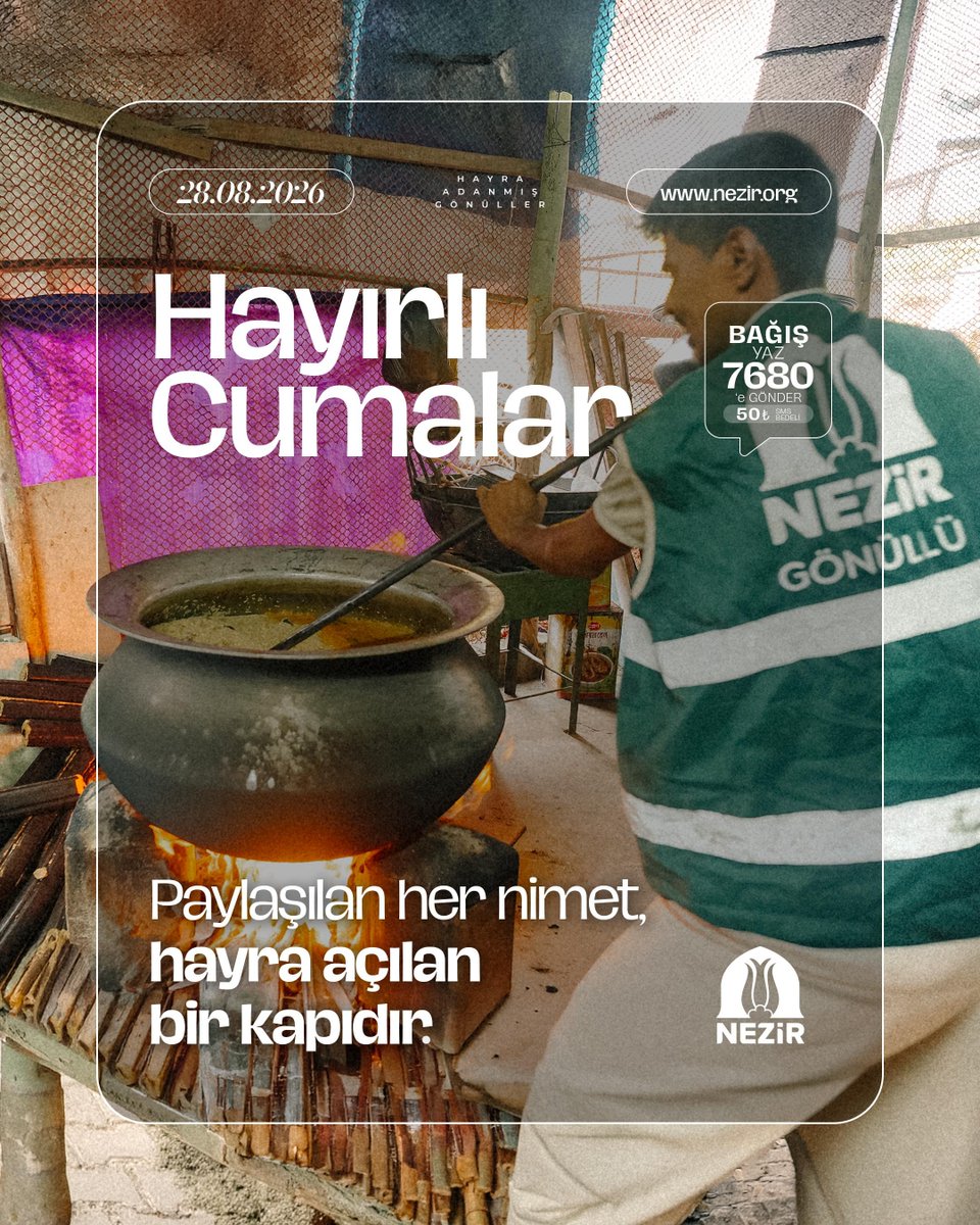 NezirDernegi's tweet photo. Paylaşılan her nimet, hayra açılan bir kapıdır.

#Nezir #HayırlıCumalar https://t.co/HtaZmorqFt