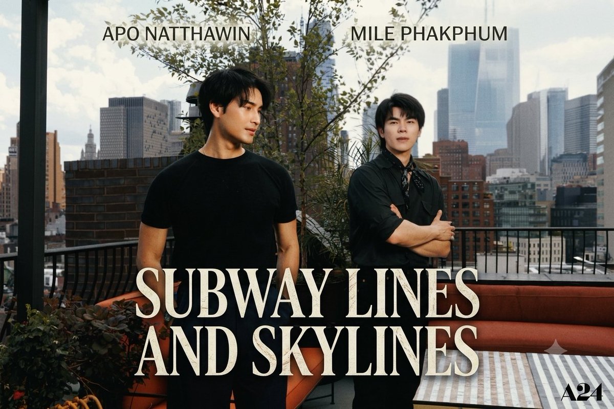 mbebeconcon's tweet photo. โปสแรก Subway Lines and Skylines  ออกแล้ว (ชื่อไทย : สิ้นสุดสถานีที่ขอบฟ้า) หนังใหม่ค่าย A24 แนว romantic, slow burn ว่าด้วย super star หนุ่มเอเชีย ที่บังเอิญตกหลุมรักเจ้าของร้านกาแฟหนุ่มอินโทรเวิดในNYC  ท่ามกลางเมืองที่ไม่มีใครรู้จักใคร แต่หัวใจดันจำหน้ากันได้ทุกครั้งที่เจอ https://t.co/yd4Y9HpOW8