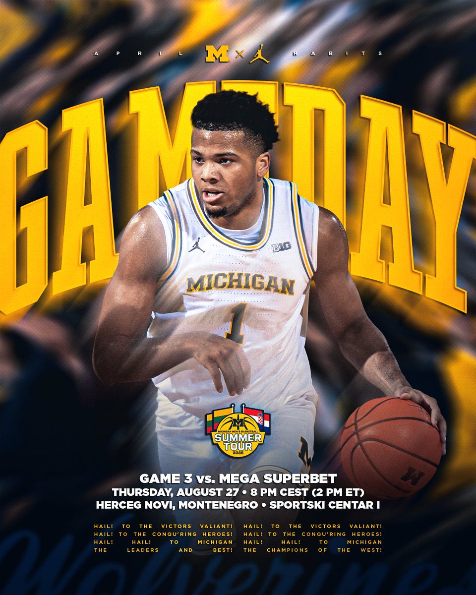 umichbball's tweet photo. One last opportunity to get better overseas

Stream here: https://t.co/eBwWiC8eoR

#GoBlue https://t.co/dYbvGVszEo