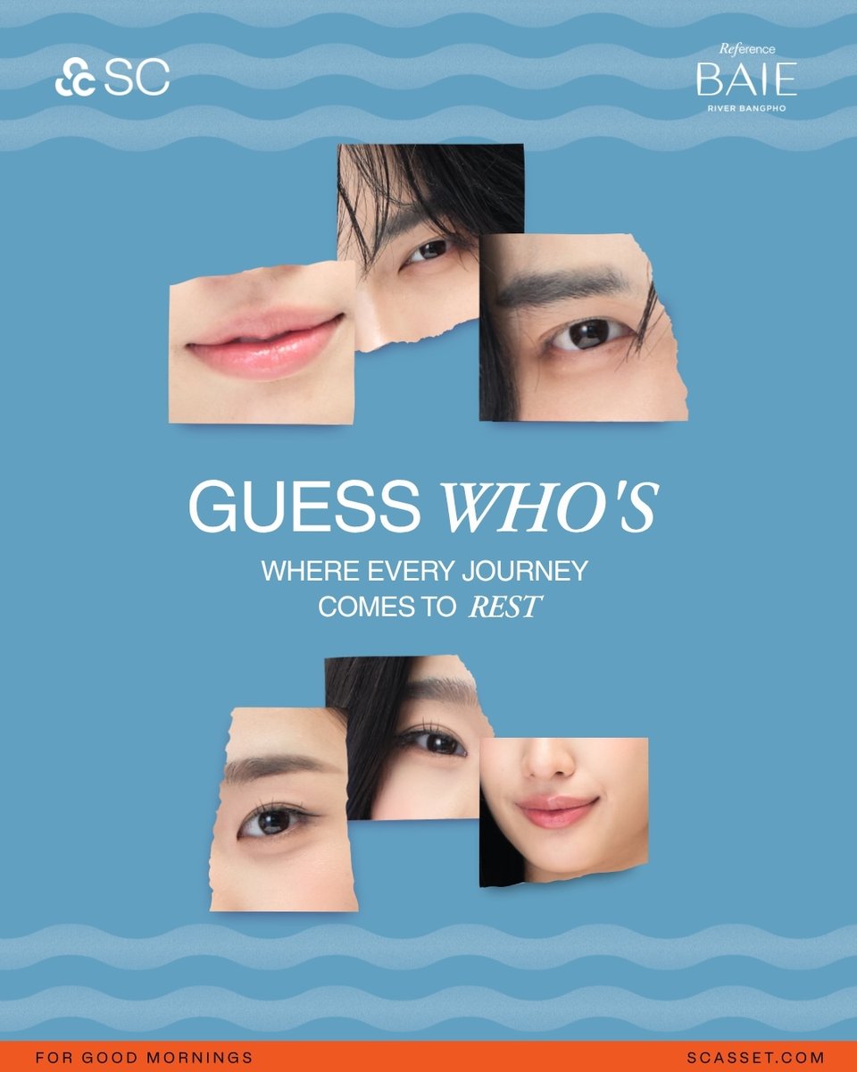 sc_asset's tweet photo. GUESS WHO’S
แค่มองตา...ก็รู้ใจ แล้วรู้ยังว่าเจ้าของสายตาคู่นี้เป็นของใคร 👀✨
ลองจ้องที่ดวงตา และ ปาก คู่นี้ แล้วค่อย ๆ คิดว่าเป็นใคร แต่ถ้ายังคิดไม่ออก พรุ่งนี้รอบชมคำตอบพร้อมกัน
กับ Presenters คู่ครั้งแรกจาก SC คอนโด ที่จะมาเป็นตัวแทนค้นพบความสงบสุข บนคอนโดริมน้ำ 𝙍𝙚𝙛𝙚𝙧𝙚𝙣𝙘𝙚 𝘽𝘼𝙄𝙀 𝙍𝙞𝙫𝙚𝙧 𝘽𝙖𝙣𝙜𝙥𝙝𝙤 พื้นที่ที่ทำให้คุณรู้สึกผ่อนคลายได้ในทุกวัน
รู้คำตอบพร้อมกัน วันที่ 1 กันยายนนี้
พบกับดีไซน์คอนโดใหม่ ริมแม่น้ำเจ้าพระยา สัมผัสแรงบันดาลใจใหม่ของการใช้ชีวิต ริมแม่น้ำเจ้าพระยา ที่ช่วยผ่อนคลายการใช้ชีวิตของคุณ
𝙍𝙚𝙛𝙚𝙧𝙚𝙣𝙘𝙚 𝘽𝘼𝙄𝙀 𝙍𝙞𝙫𝙚𝙧 𝘽𝙖𝙣𝙜𝙥𝙝𝙤
แต่งครบ เริ่ม 2.79 ล้าน*
Discover The Artisan Soul of Bangpho : https://t.co/jovu3imbjR
#SCcondo #WhoIsComingToBAIE #GuessThePresenters #ReferenceBaieRiverBangpho #RiverfrontCondo