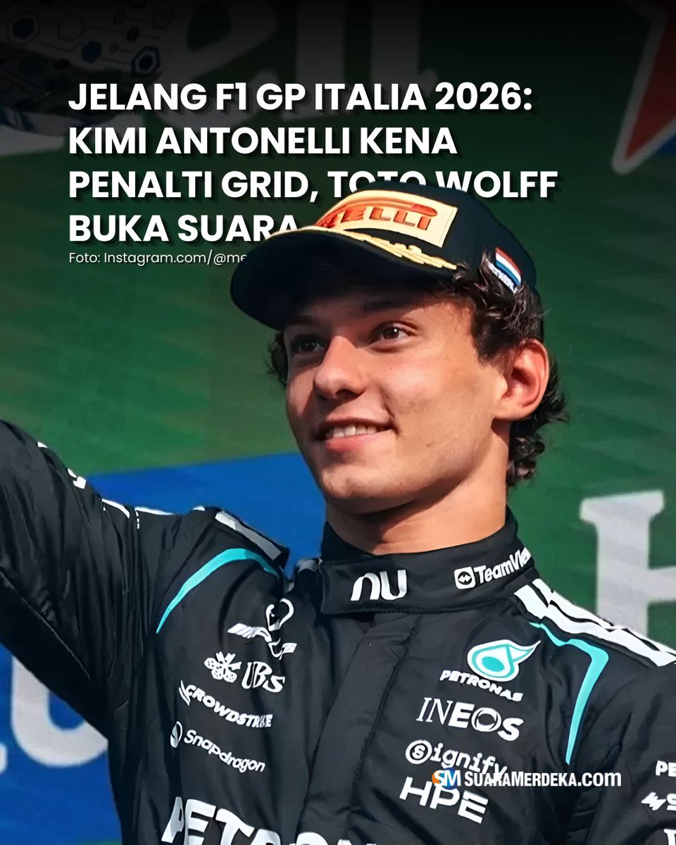 suaramerdeka's tweet photo. Kimi Antonelli dipastikan bakal mengawali balapan kandangnya di Grand Prix Italia dengan hukuman turun posisi start.
#suaramerdeka #suaramerdekacom #suaramerdekanetwork #formula1 #f1 #kimiantonelli #totowolff https://t.co/ZWFMsNg4tu