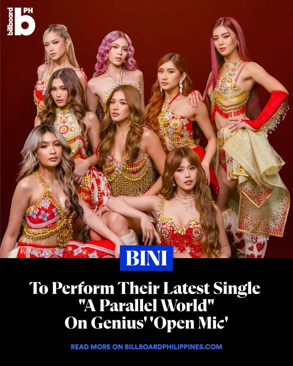 BBPHOfficial's tweet photo. BINI (@BINI_ph) are set to perform their latest single “A Parallel World” from the Forgotten Island sountrack on Genius’ ‘Open Mic.’

Read more here:
https://t.co/KuegQcdkt6

#BillboardPhilippines #BillboardPH https://t.co/85kxiqh1n0