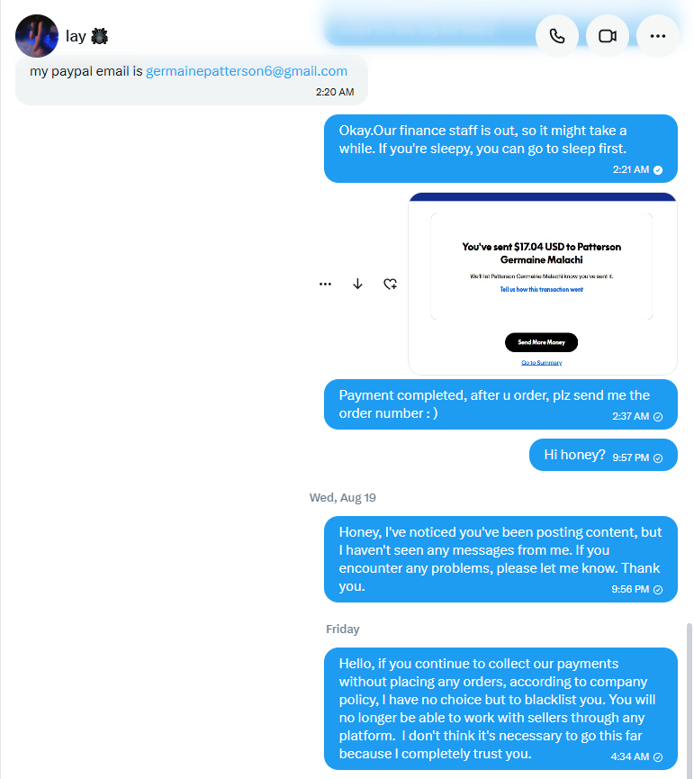 July5520's tweet photo. I'm speechless about this kind of person. Why does she keep posting her own work? Why does she never read or reply to my messages?😅 I waited for days, trying to convince myself she wasn't a scammer, but I was wrong. Fellow sellers and anyone who has done financial transactions with her, please be careful of her; she will steal your money.@layynoir 

#dildo #freesextoy #sextoys #Amazonreview #sextoy #sex #Adulttoys #Lovense #sexualknowledge