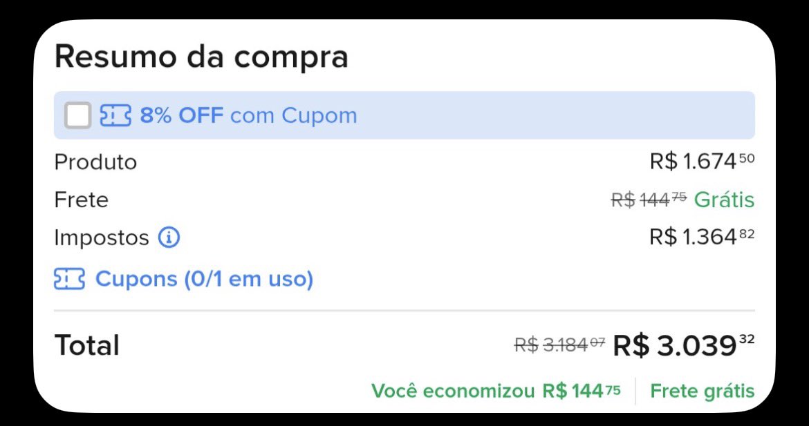 nonoinvestidor's tweet photo. O bom de ser brasileiro é que eu compro um produto pra mim e eles mandam outro pro governo do Brasil também. https://t.co/lN8Gx8aUIh
