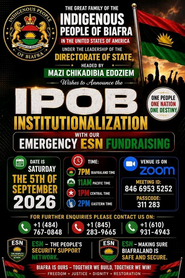 MaziCUmeh1's tweet photo. #Biafrans #SupportIPOB #SupportDOS #SuppportESN
#FreeBiafraNow
#chibuikembiafrachild https://t.co/2EJjuRdTRA