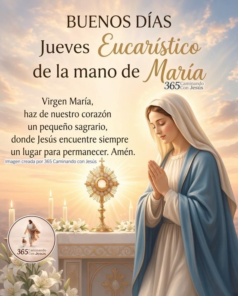 jalisco52's tweet photo. Buenos días 

¡ Feliz Jueves Eucarístico ! 
Virgen María, haz de nuestro corazón un pequeño sagrario, donde Jesús encuentre siempre un lugar para permanecer. Amén. https://t.co/1fcBGMndyA