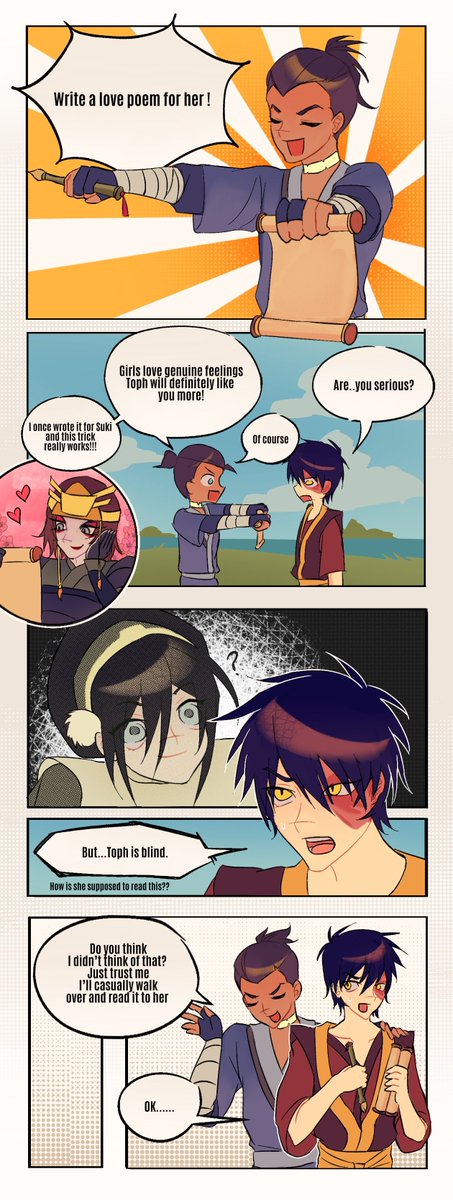 Windmill_xiao's tweet photo. I always thought Sokka and Zuko would come up with some stupid ideas.
#atla #zutoph https://t.co/TlwFdtzQUE