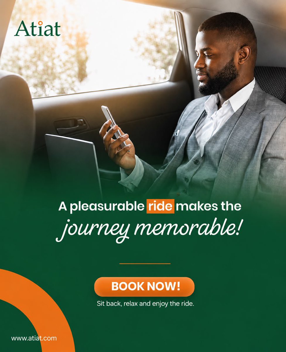 AtiatLtd's tweet photo. A pleasurable ride makes every journey memorable.
Sit back, relax, and enjoy the comfort of a seamless ride with Atiat.

#Atiatlimited
#carrental https://t.co/6MHHU39U1h