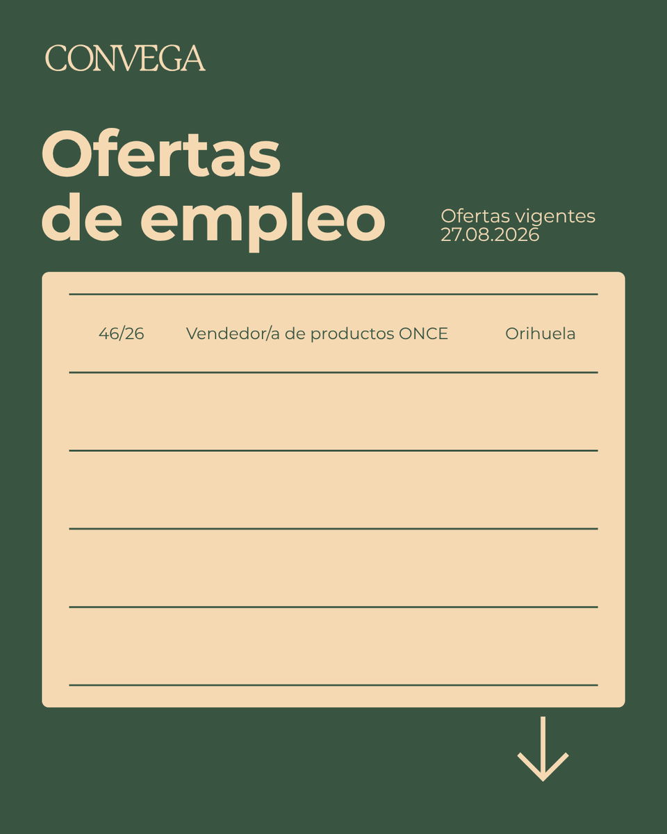 convega_com's tweet photo. 🌐 Entra en nuestra web e infórmate de las ofertas vigentes: https://t.co/nNtcjrFAsk

ℹ️ +info en la Bio y en historias destacadas.

#Convega #Labora #vegabajadelsegura #Ofertas https://t.co/UTTkOEQlEW