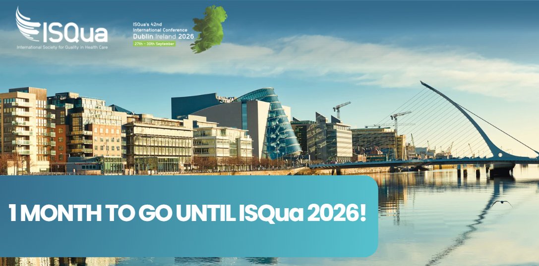 ISQua's tweet photo. 30 DAYS TO GO UNTIL ISQua 2026!

The countdown is on! Haven’t registered yet? There’s still time to join us in Dublin for four days of learning, networking and connection.

📅 27–30 September | Dublin
🔗 https://t.co/Cfbt2aJnEo https://t.co/qZx2tla6Q4