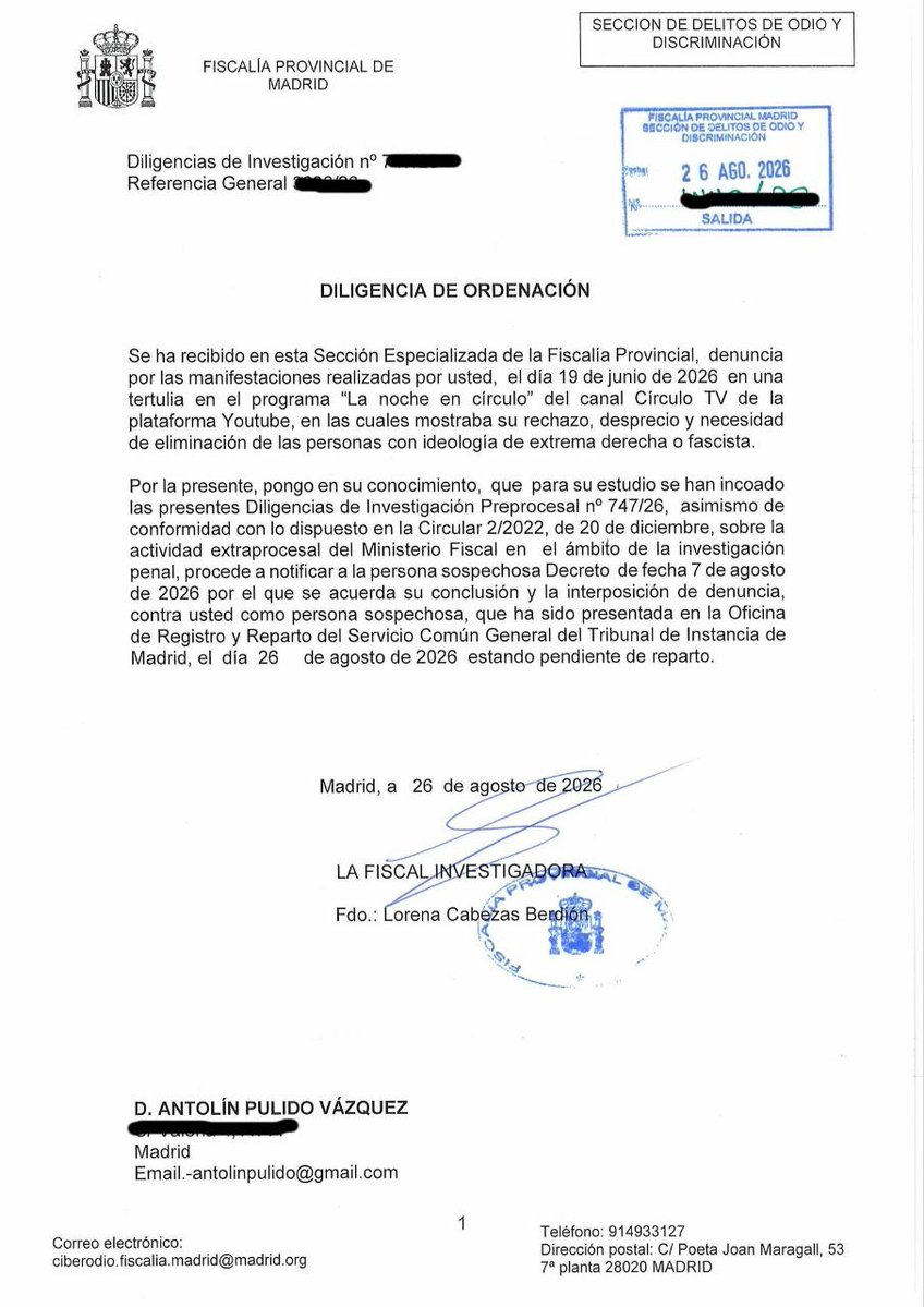 outsidersesp's tweet photo. La Fiscalía del PSOE-Sumar procesa al brigadista Antolín Pulido por "mostrar su rechazo a la ideología fascista".

Esta medida, bajo el Gobierno de coalición, contrasta con su supuesta lucha contra la extrema derecha. 

Mientras, la misma Fiscalía evalúa  "investigar" a grupos neonazis que patrullan en Valencia por presuntos delitos de odio, sin abordar la usurpación de funciones policiales.

(Publicado originalmente por los compañeros de @Guada1936 )