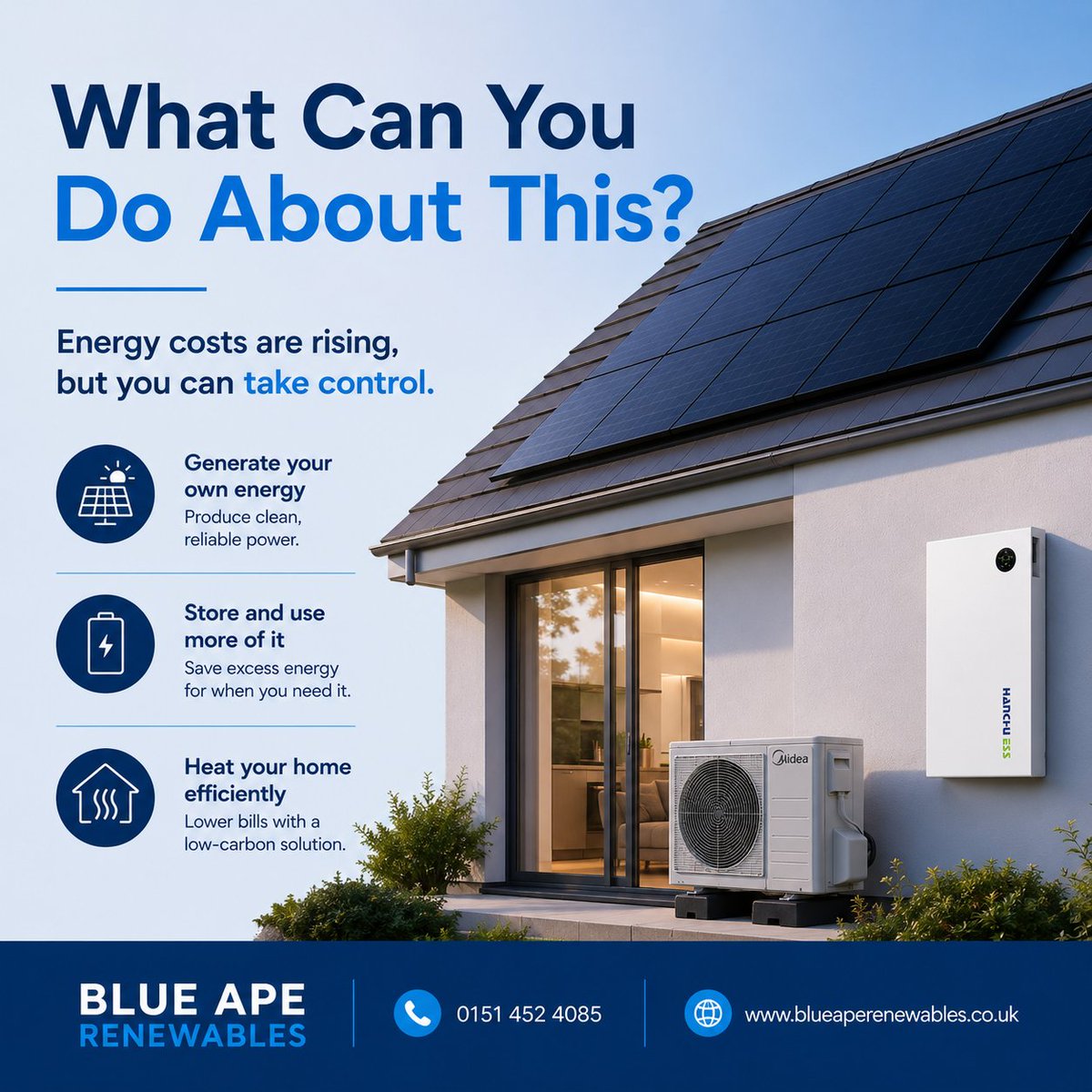 BlueApeLtd's tweet photo. Energy Price Cap up 4% from 1 October 2026.

Typical annual bill:
£1,663 → £1,723

Want more control over your energy costs?
- Solar ☀️
- Battery storage 🔋
- Air source heat pumps

📞 0151 452 4085

#EnergyPriceCap #Solar #BatteryStorage #HeatPumps https://t.co/NKugHgrGFM