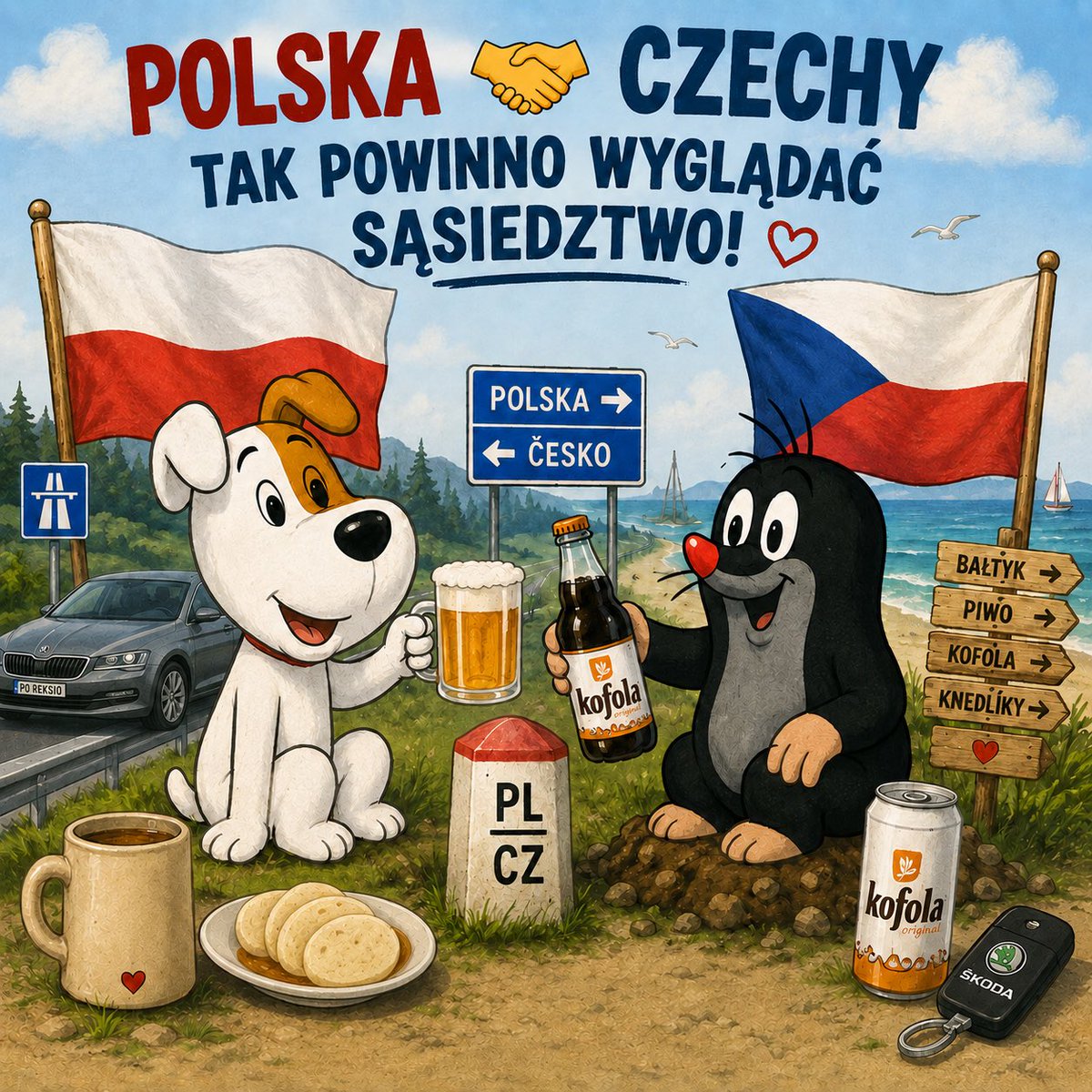 historia_org_pl's tweet photo. 🇨🇿🇵🇱🇺🇦 Z Czechami nie będzie jak z Ukrainą. I właśnie dlatego relacje polsko-czeskie mają dziś tak dobry fundament.

Nie dzieli nas Wołyń, ludobójstwo polskich cywilów, kult ludzi odpowiedzialnych za te zbrodnie ani spór o to, jak państwo powinno się wobec tej pamięci zachowywać.

Z Czechami możemy sobie wypominać Zaolzie, najazd Brzetysława albo zajęcie Pragi przez Chrobrego. Tyle że nikogo to dziś specjalnie nie grzeje. Politycy nie budują na tym bieżącej polityki, a zwykli ludzie nie traktują tych wydarzeń jak otwartej rany.

Za to łączy nas opór wobec rosyjskiego imperializmu, miłość do piwa, kofoli i knedlików. Polacy masowo jeżdżą Škodami, a Czesi rozkochali się w naszych autostradach i Bałtyku.

I chyba właśnie tak powinno wyglądać normalne sąsiedztwo - historię znać, czasem się z niej podśmiewać, ale nie pozwalać, żeby zatruwała teraźniejszość. W przypadku Polski i Czech jest to możliwe.

Polacy i Czesi - najlepsze sąsiedztwo w naszej części Europy? 🇵🇱🤝🇨🇿