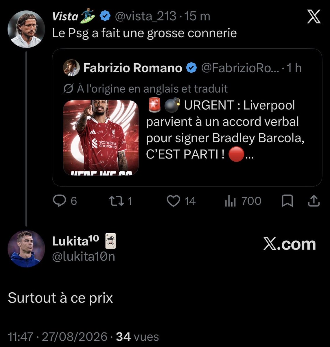 maesenhess's tweet photo. On vient de vendre Barcola (remplaçant) à 140M (CENT QUARANTE MILLIONS) mdrrr https://t.co/pQO50IHZlp