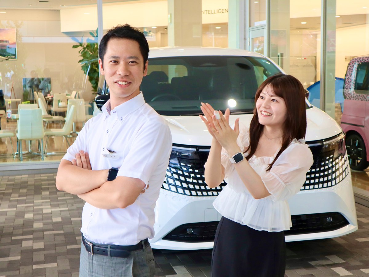 town847's tweet photo. 今回は
#日産神奈川 ベイ紅葉坂店から
カーライフアドバイザー 赤石さんを取材🎙️

「エルグランド・キックス博士」の赤石さんに、
新型エルグランド＆新型キックスの魅力をたっぷり教えていただきました🚗✨

知らなかった魅力もたくさんあって、
とても勉強になる放送でしたね♪

気になった方は、ぜひお店で試乗して
実際の乗り心地や魅力を体感してみてください✨

#town847 #FMヨコハマ #大枝桃果