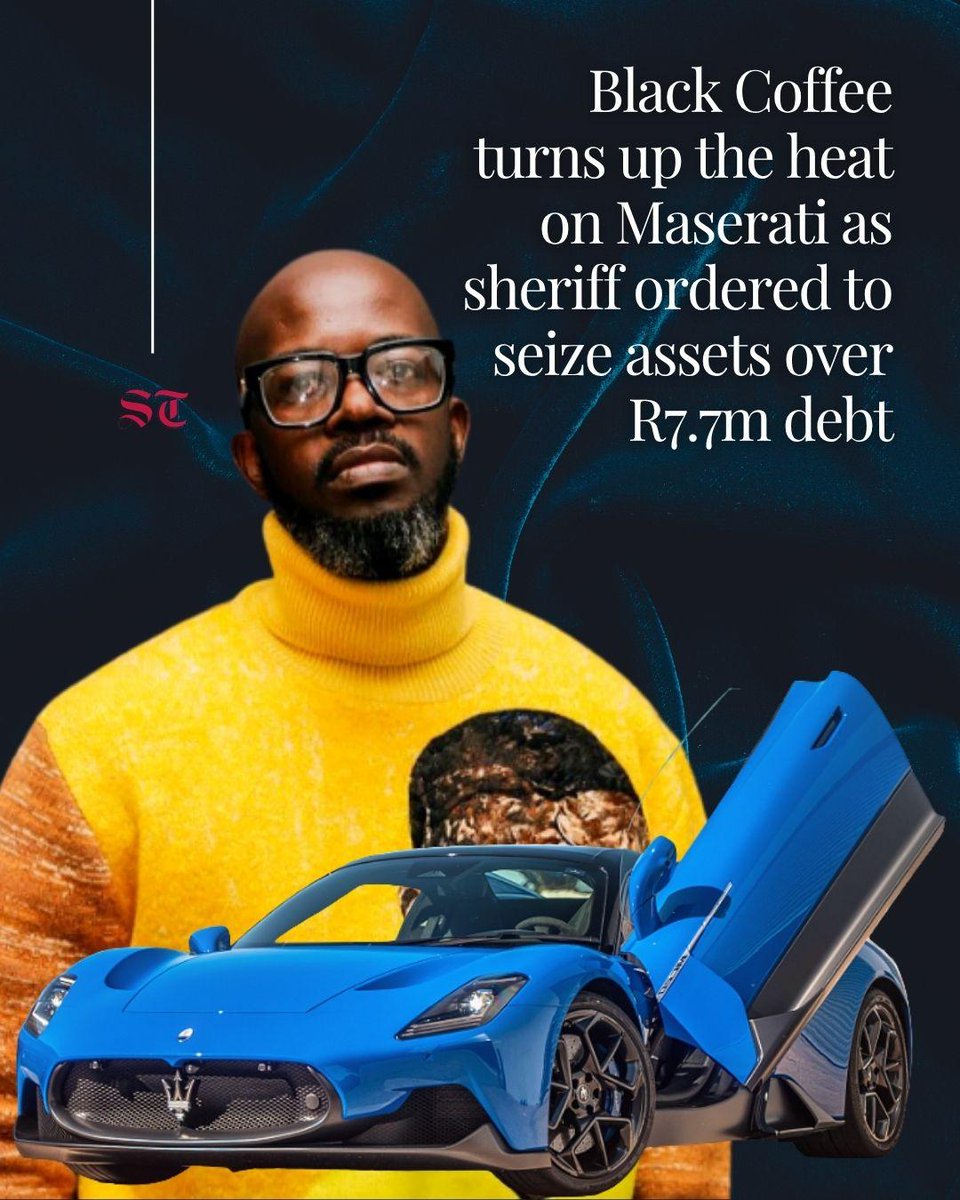 SundayTimesZA's tweet photo. The sheriff has been ordered to attach and sell Maserati SA’s movable assets to recover R7m owed to the musician’s company.

Link in comments. https://t.co/xgY7VGFCuL