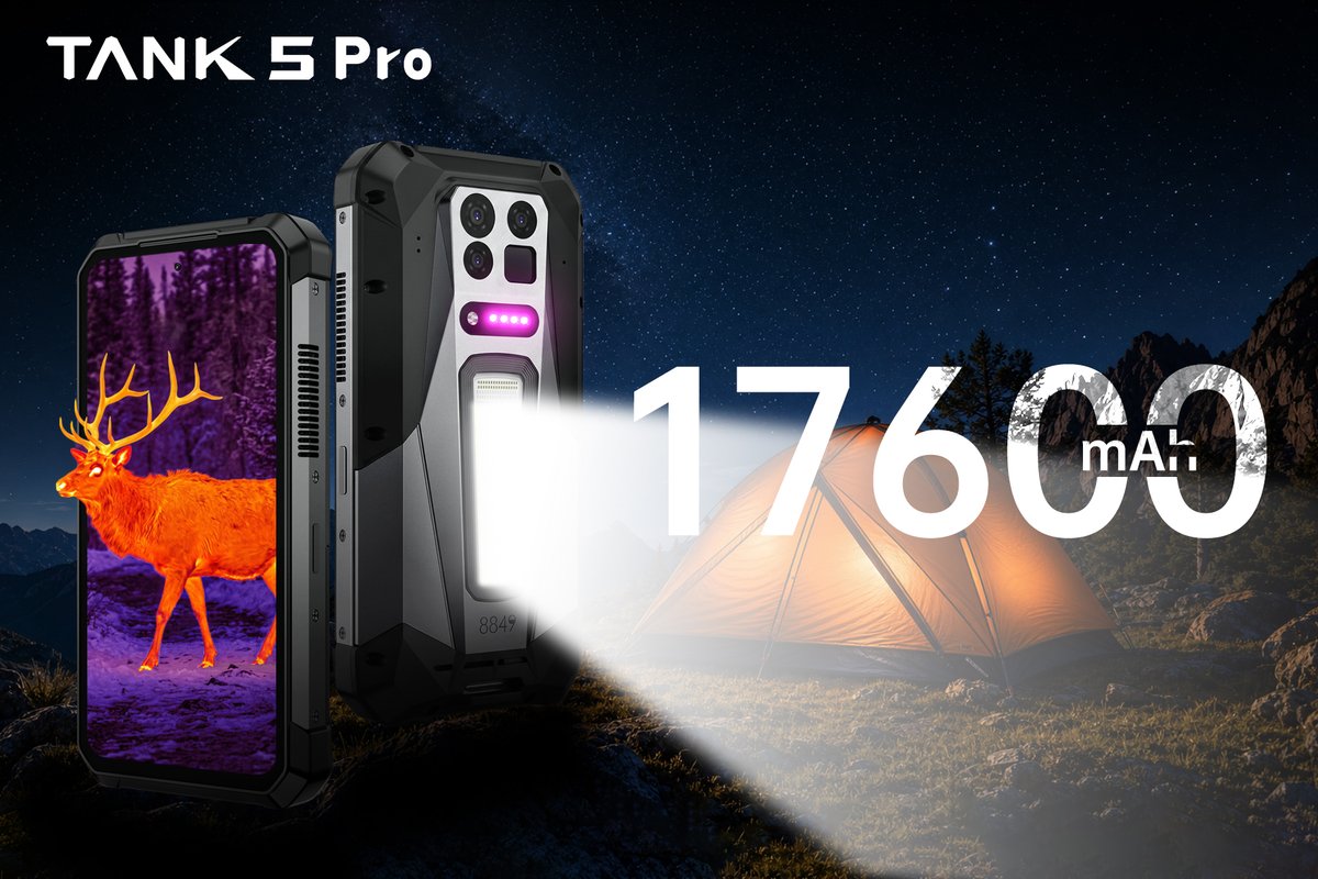 8849tech's tweet photo. CAMP LONGER. GO FARTHER. STAY POWERED. 🏕️🔋
Meet the TANK 5 PRO with a massive 17,600mAh battery.
🔋 17,600mAh
⚡ 120W Fast Charging
Your adventure doesn’t run on empty.
Grab yours now👉https://t.co/5nrhczulNp
#TANK5PRO #RuggedPhone #Batterylife #CampingGear #OutdoorTech https://t.co/BeTB0qDtkR