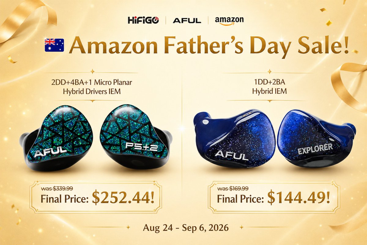 HiFiGoAudio's tweet photo. 🎧Performer power, perfect for Dad! @AFULJP  P7 and P3 join the Father’s Day celebration.✨
💙Two Performer picks, two distinct flavors, both made for everyday listening~
🛒Find his sound and make Father’s Day extra special!👇

🔗P7: https://t.co/vnrYCfw0uv
🔗P3: https://t.co/rOQROd2AcS
#HiFiGo #FathersDay #AmazonAustralia #AFUL #Performer7 #Performer3 #IEM #HiFi #Audiophile #GiftForDad #PortableAudio