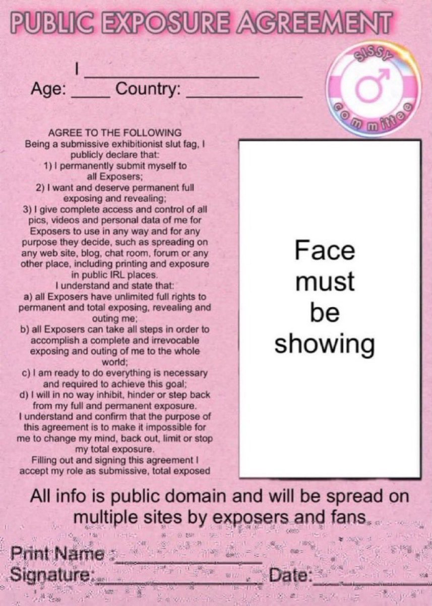 Sissyexposes's tweet photo. public Exposure Form verified inbox me with your info and don’t forget to like,comment,retweet then you can inbox me 
#sissyExpo https://t.co/eHwiOCvdWd
