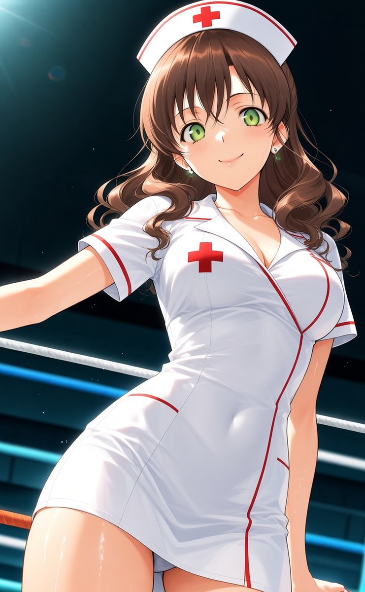The_Little__Mac's tweet photo. Ahora que termine el juego de #VSボクシングガール . Quería ver cómo le quedaba si entraba al ring con su traje de enfermera. Ya sea para provocar o llevar al oponente derrotado. (No sé si le quedaba mejor el rosa, pero me gustó más el blanco) https://t.co/W7h4SBJeoz