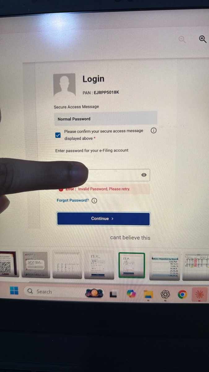 iManishCA's tweet photo. @IncomeTaxIndia @incometaxdelhi @cbic_india @FinMinIndia I am unable to log in to my client ITR portal.  PAN is EJRPP5018K and my client name is Darpan Puri. I have tried to reset my password 2-3 times and login with the new password but it still shows an invalid password https://t.co/qGWtTM3cRG