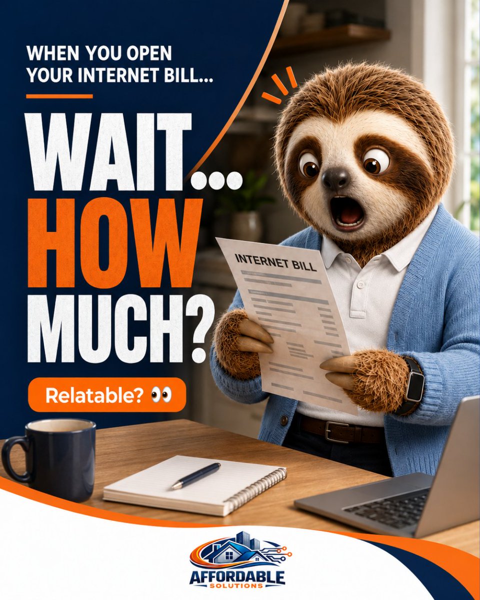 Affordable43652's tweet photo. Wait⦠How Much?!
That moment your internet bill surprises you.
Relatable?
π (850) 660-7494
π§ admin@affordablesolutions.org
π https://t.co/6gg5EtYrI2
#AffordableSolutions #InternetBill #SaveMoney #HomeInternet #SmartSavings https://t.co/enL05fZKtf