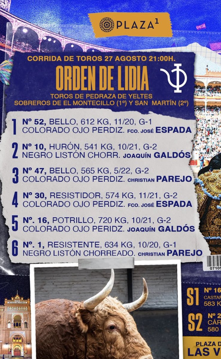 TrapioBravo's tweet photo. Toros que se lidiarán el día de hoy en Las Ventas de Pedraza de Yeltes.

-720 kg de toro se lidiará en 5° lugar😳 https://t.co/mABPzCjcmL
