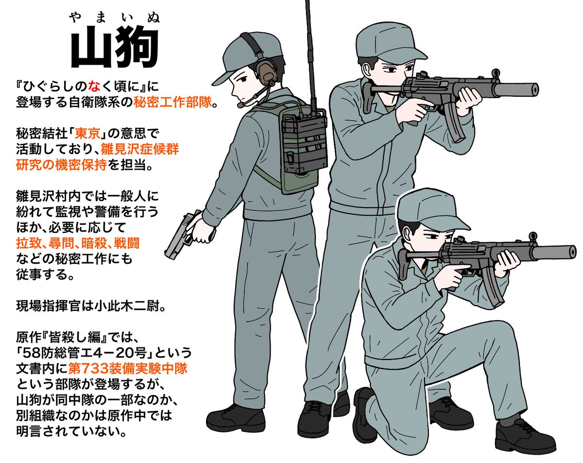 jpg2t785's tweet photo. ひぐらしのなく頃に（ネタバレ）

山狗 https://t.co/pwPTcKHLWD