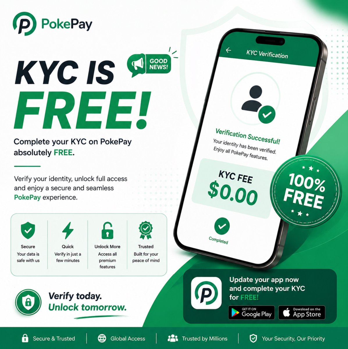 PokePay_Nigeria's tweet photo. KYC IS FREE! π
Complete your KYC verification on PokePay at $0 cost.
π Secure
β‘ Quick
π 100% FREE
Verify today and unlock more with PokePay! π
#PokePay #KYC #FreeKYC #Crypto #Fintech https://t.co/3g4fbUXNpY