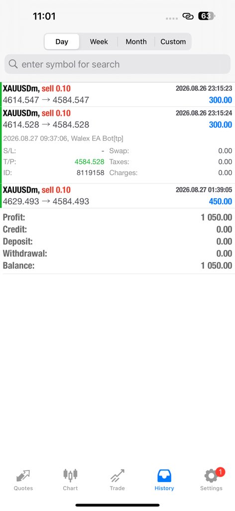 walexfxrobot's tweet photo. 🔥 IMPRESSIVE WALEX EA BOT PERFORMANCE! 📈

💰 $2K Total Deposits → $1,050 Profit Today
📊 Total Profits: $1,758 with disciplined risk management.
#forex #fx #mt4 #mt5 #mql4 #mql5 #gbpjpy #btcusd #autotradingsoftware #forexbot #forexrobot #xauusd #liveaccountmanagement https://t.co/G5LcsGSPkJ