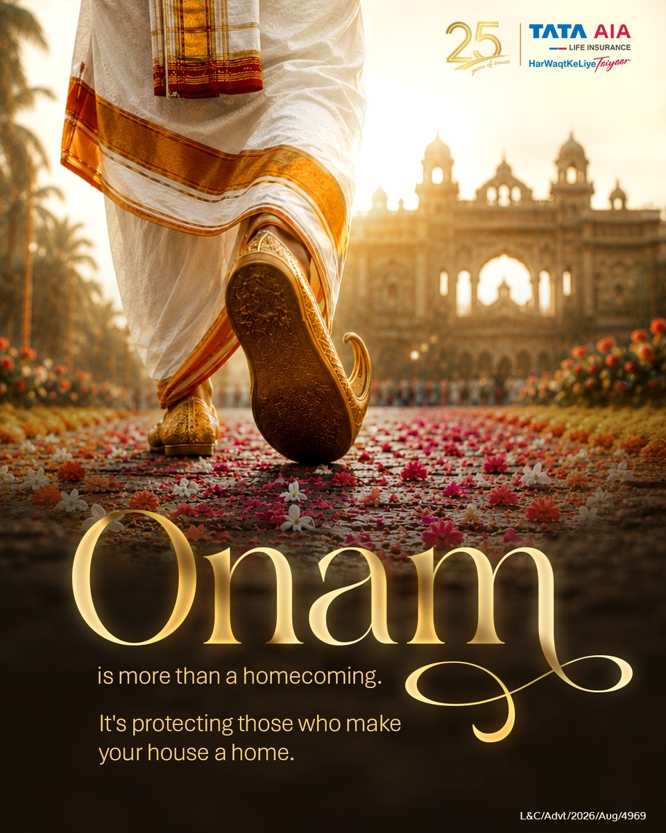 TataAIA_Life's tweet photo. Onam is a celebration of coming home, coming together, and cherishing the people who make every moment feel special.

Because home isn’t just a place. It’s the people we return to, the memories we create, and the love we carry with us.

This #Onam, here’s to keeping those bonds close and the people who make home feel protected. Give your loved ones the protection they deserve: https://t.co/lrrvojAeMv

Happy Onam!

T&C apply: https://t.co/PRqx2ocT9m

#TataAIA #LifeInsurance