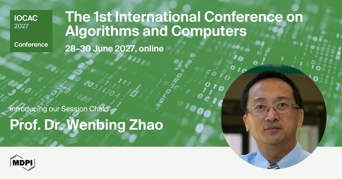 InformationMDPI's tweet photo. Welcoming Prof. Wenbing Zhao (Cleveland State Univ) as #IOCAC2027 Session 2 Chair! π€
Leader in AI-driven innovations, computer vision & smart health w/ 240+ papers. π§
π’ Submit your abstract for FREE:
https://t.co/3Cl3eGsZnf
@ComSciMath_Mdpi https://t.co/5dZQGGUIYG