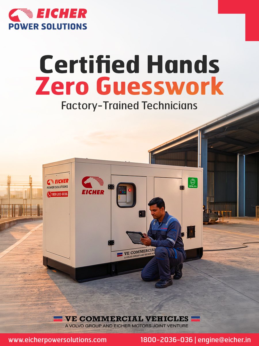 eicher_eps's tweet photo. A breakdown is no time to learn on the job. Eicher Power Solutions brings trained experts who know your engine and are equipped to diagnose and fix issues right.

📞 1800 203 6036 | 📧 engine@eicher.in

#EicherPowerSolutions #ReliablePower #Gensets #TrulyEicher https://t.co/arMBWTg9ls