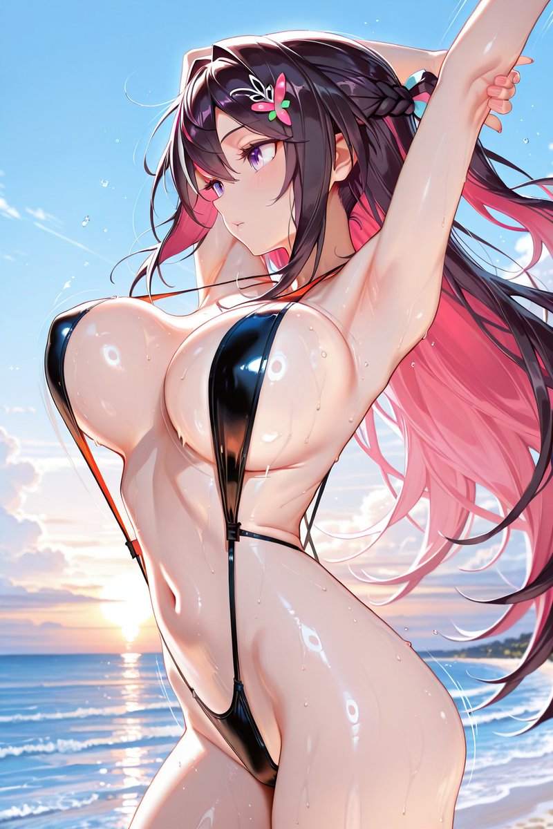Vega_1119's tweet photo. あずきちが海で泳ぐ前にしっかりストレッチ ⚒

#AZKi / あずきち
ホロライブ / Hololive 
SFW illustration https://t.co/6aXWaM9Clc