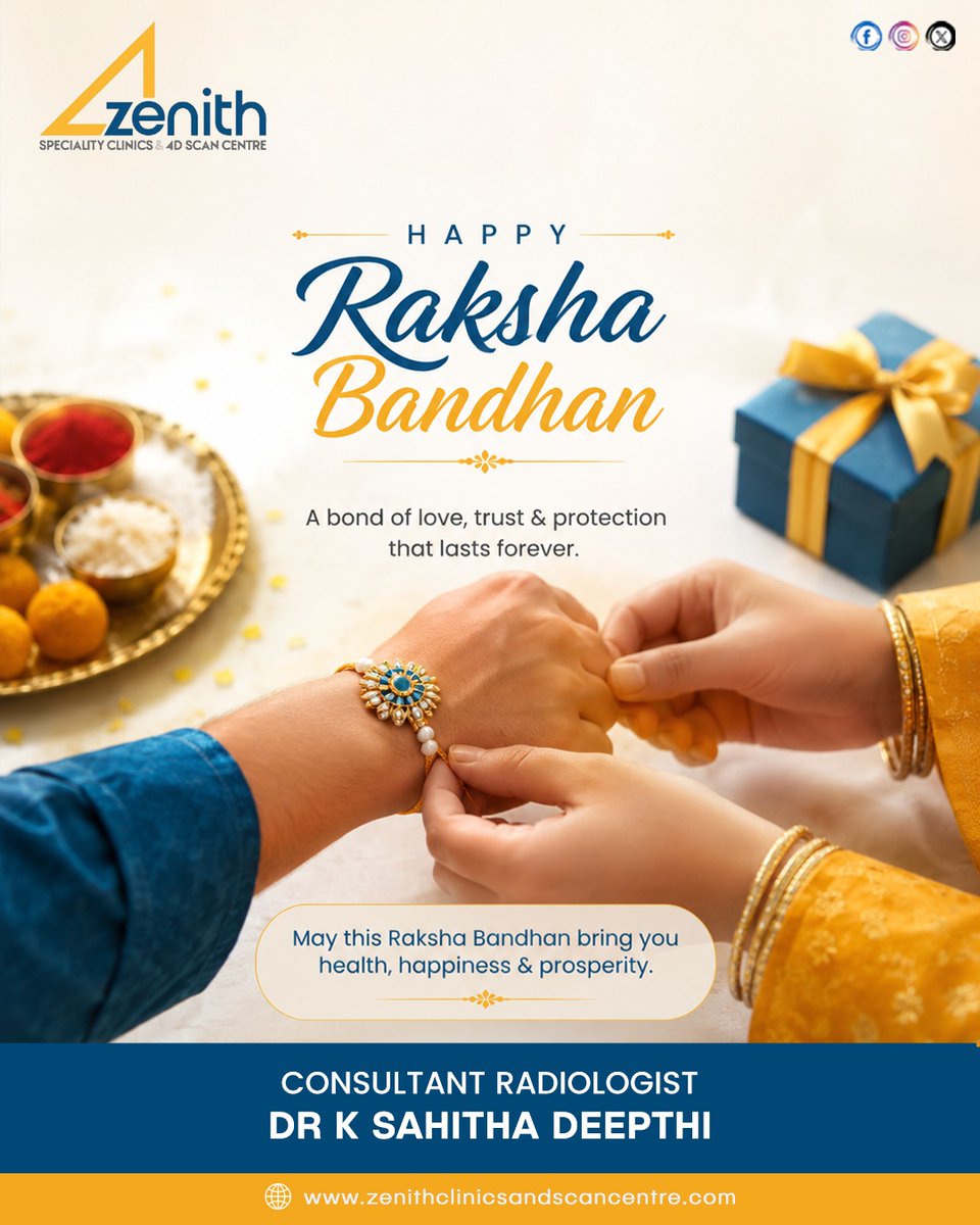 Zenith_Clinics's tweet photo. Wishing You All a Very Happy Raksha Bandhan! 💕

#RakshaBandhan celebrates the beautiful bond of love, care, and protection between siblings. May this special occasion bring lasting happiness, cherished memories, and togetherness to every family. https://t.co/CtEjNTIAf3