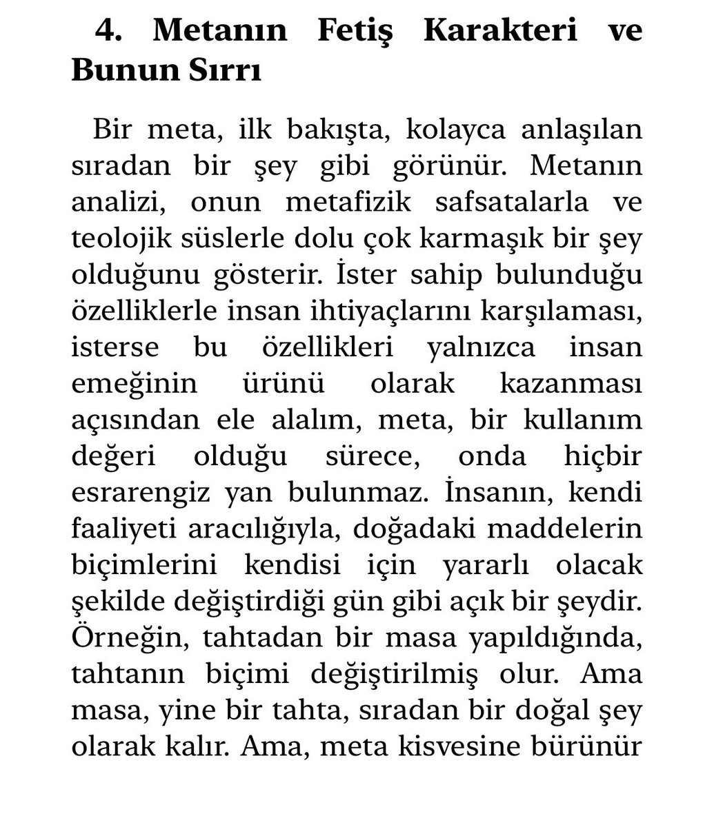 hegelthum's tweet photo. Marx, Kapital'in birinci cildinde değer biçimini serimlerken kral-tebaa örneğine başvurur. Ben bu örneğin bilinçli şekilde - ki daha önce de Marx ile ilgili geliştirdiğim düşünceleri okuduysanız - Hegel'in Mantık bilimi isimli eserinin özsel ilişki başlığı altında serimlediği mantıksal yapıyı kurmak için yardımcı anlamda kullandığı ve bunun meta fetişizminin mantığını açıkladığı kanısındayım. Bu örneği Hegel'in felsefi bilimler ansiklopedisi'nde yer alan 135. paragrafının ekiyle de kısaca açıklamak mümkün, ancak mantık bilimi'nin kapsamını düşündüğümüzde kral-tebaa örneği için daha elverişli bir operatör sunduğunu düşünüyorum.