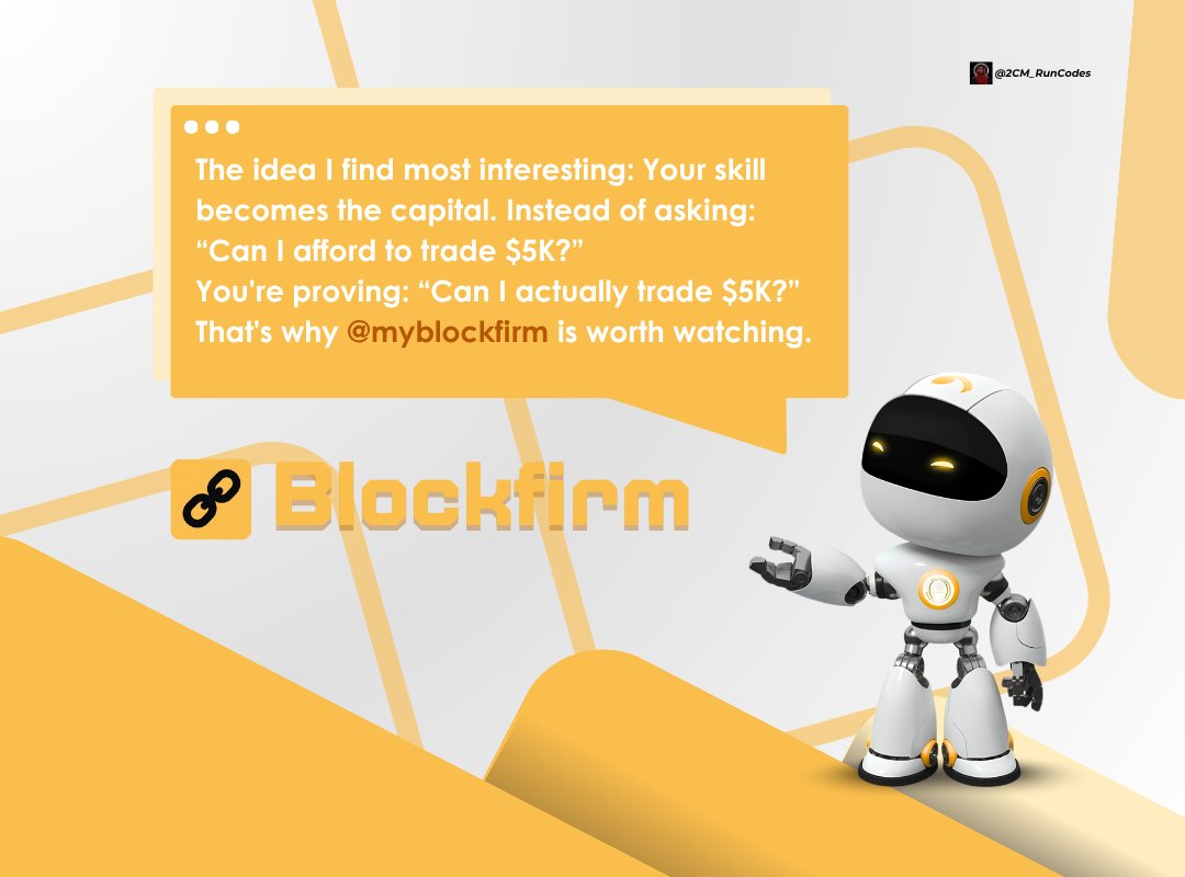 2CM_RunCodes's tweet photo. @myblockfirm And this is the part that makes the whole thing worth watching.

Your skill becomes the capital.
You don’t necessarily need $5K to prove you can trade $5K.

That’s the idea behind @myblockfirm.

🟡🟡🟡 https://t.co/lG97Pmb4q7