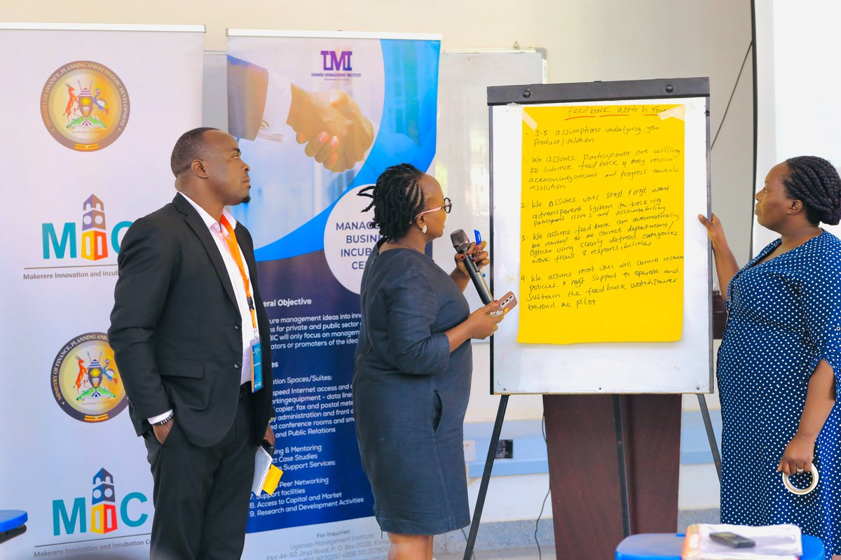 miic_ug's tweet photo. Teams Present Key Assumptions & Risks at the #ManagementInnovationChallenge 2026! 

Teams are presenting the key assumptions and potential risks underlying their products and solutions.

As they present, teams are receiving mentor feedback from mentors to challenge their assumptions, identify key risks, and define what they need to validate during their upcoming market research.

#InnovateWithUs @UMIUganda @ufzepa