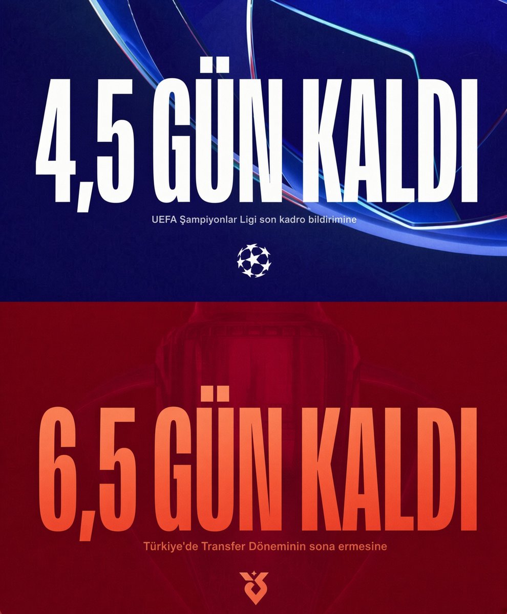 hgrck427's tweet photo. UEFA Şampiyonlar Ligi son kadro bildirimine 4,5 gün kaldı.
Türkiye'de ise  transfer sezonunun kapanmasına 6,5 gün kaldı.

Dursun Özbek ve Galatasaray yönetimi hâlâ “çalışıyoruz” yalanını yutturma peşinde.
Ne takviye, ne plan, ne cesaret var sıfır elde var sıfır.

Sadece boş laflar ve zaman kaybı.
Bu yönetim, kulübü yine son güne sıkıştırıp taraftarı kandırıyor.
Yalan dolan bitmedi, rezalet devam ediyor!

3 ayda yapamadıkları transferleri 4,5 günde yacaklar:))

Ayinesi iştir kişinin lafa bakılmaz.
Hayırlı işler
#DursunÖzbekİstifa