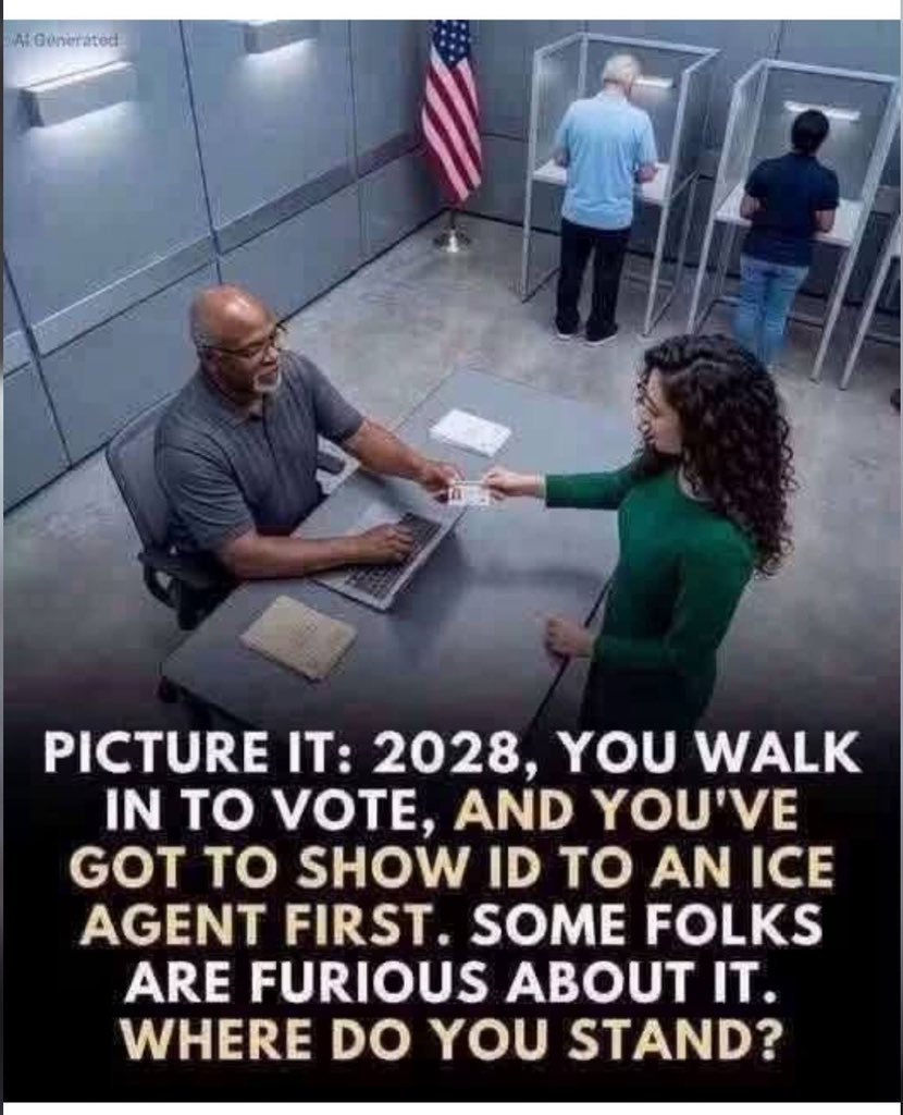 KieghanNan6q's tweet photo. 🇺🇸 2028 POLL: Should voters be required to show ID before casting a ballot?

🇺🇸 YES — Require voter ID
🗳️ NO — No ID requirement https://t.co/QqSIo4yWKl