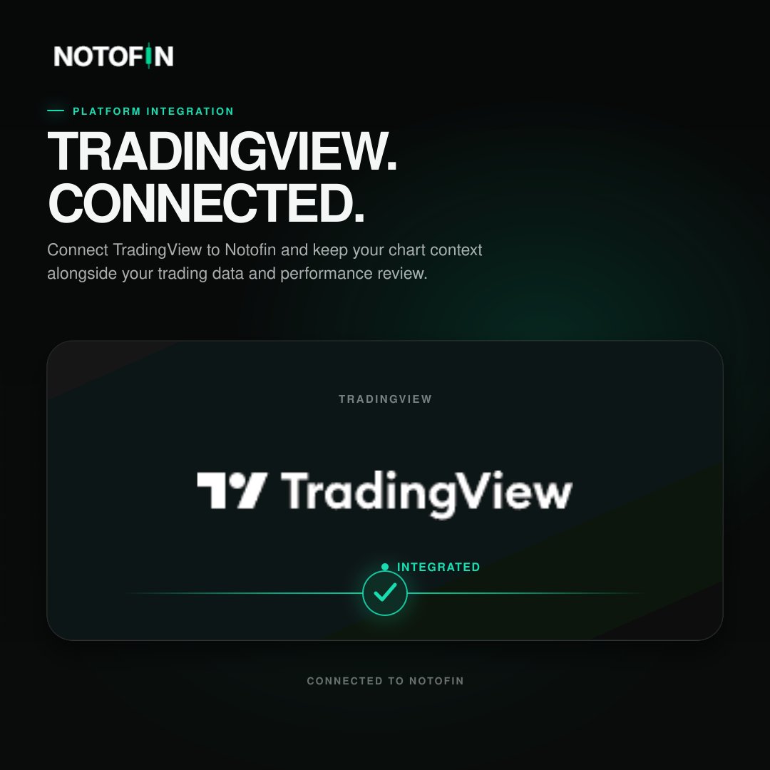 notofin's tweet photo. Charts preserve the market context. A journal should preserve the decision context.

Notofin integrates with @tradingview, connecting your chart-based analysis with the decisions, execution and results you review inside Notofin.

A clearer record of the trade, not just the result.